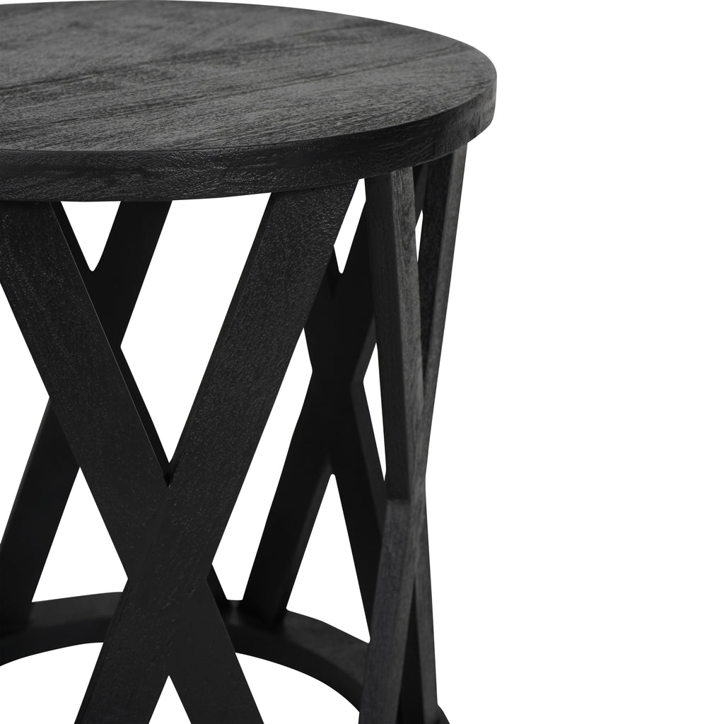 Cali Solid Wooden Set of 2 Nesting Side Tables in Black