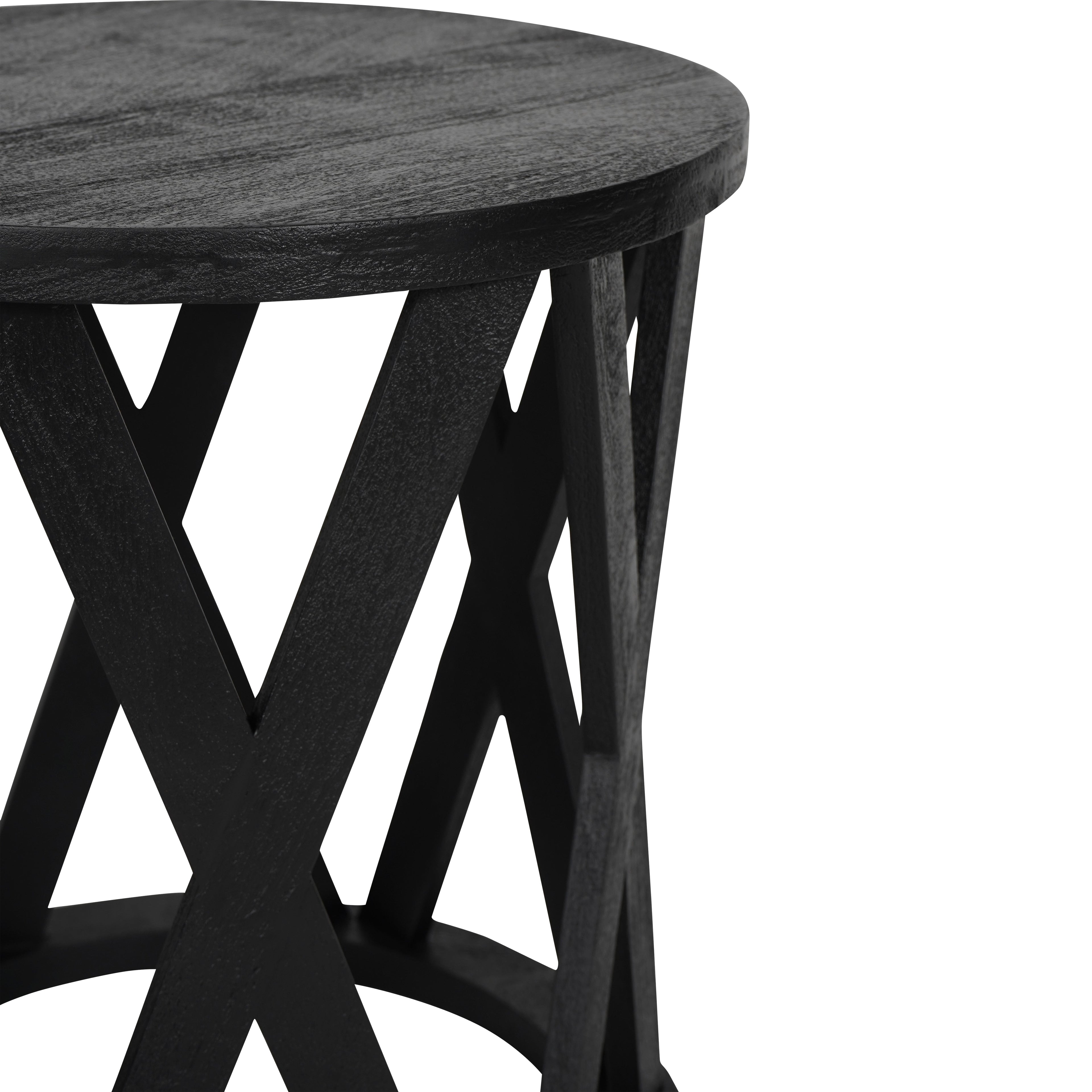 Cali Solid Wooden Set of 2 Nesting Side Tables in Black