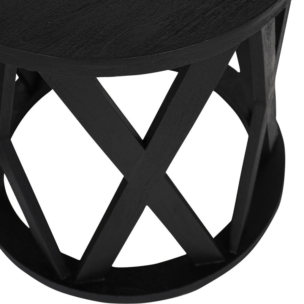 Cali Solid Wooden Set of 2 Nesting Side Tables in Black