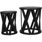 Cali Solid Wooden Set of 2 Nesting Side Tables in Black