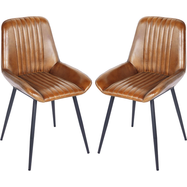 Pair of Pembroke Leather Dining Chairs