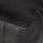 Cube Leather Pouffe in Charcoal