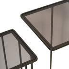 Salzburg Set of 2 Glass and Metal Side Tables