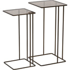 Salzburg Set of 2 Glass and Metal Side Tables