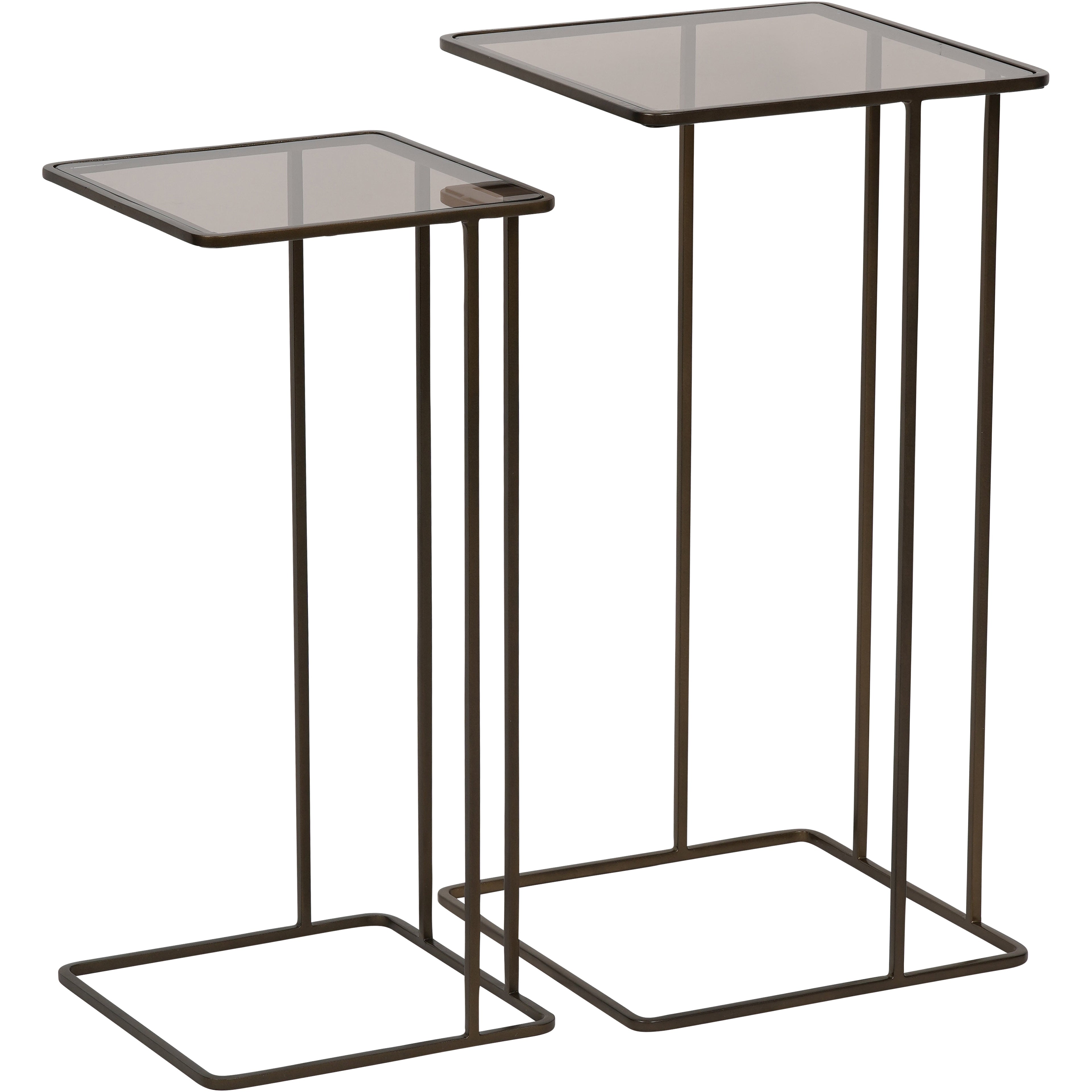 Salzburg Set of 2 Glass and Metal Side Tables