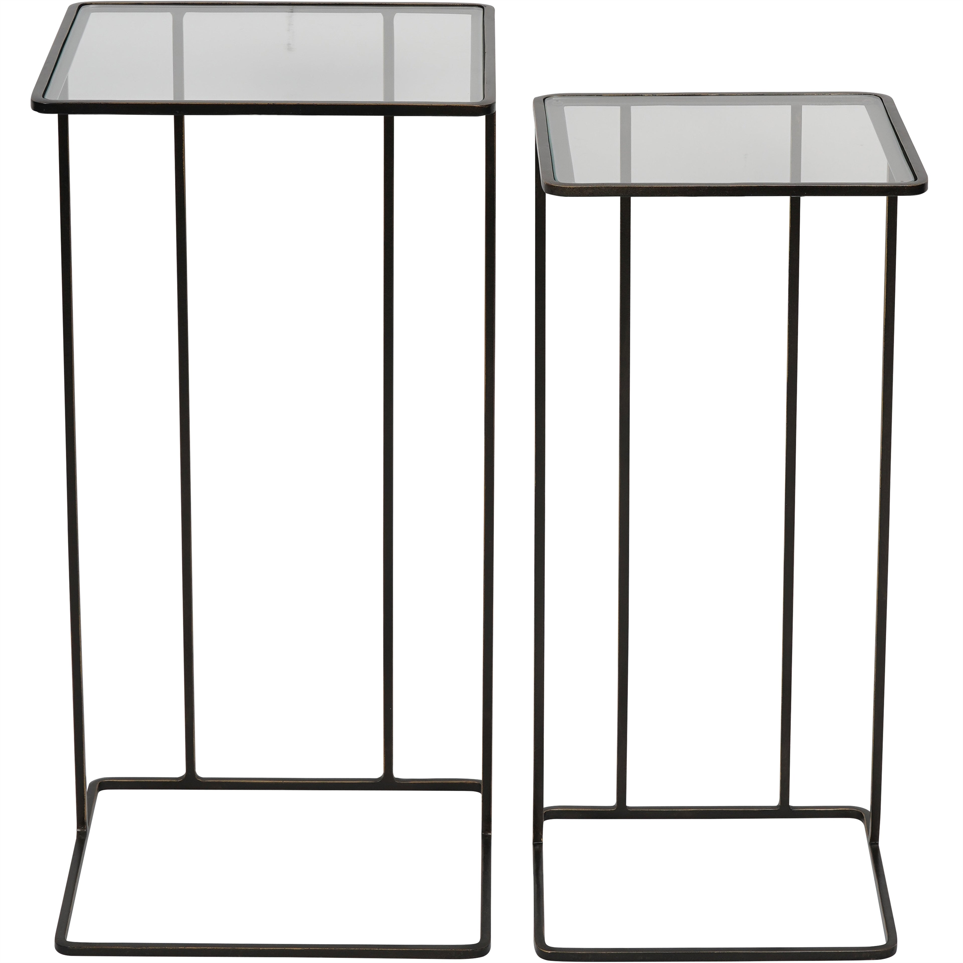 Salzburg Set of 2 Glass and Metal Side Tables