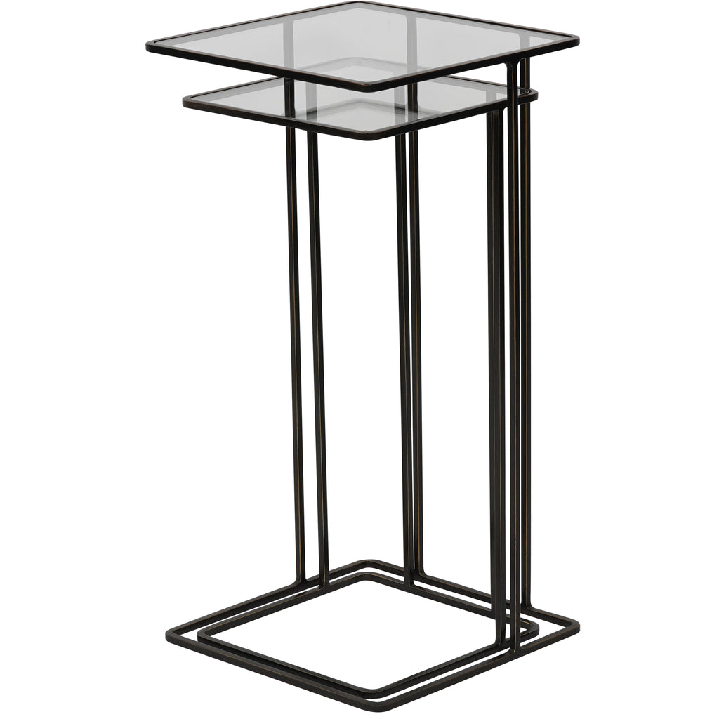Salzburg Set of 2 Glass and Metal Side Tables