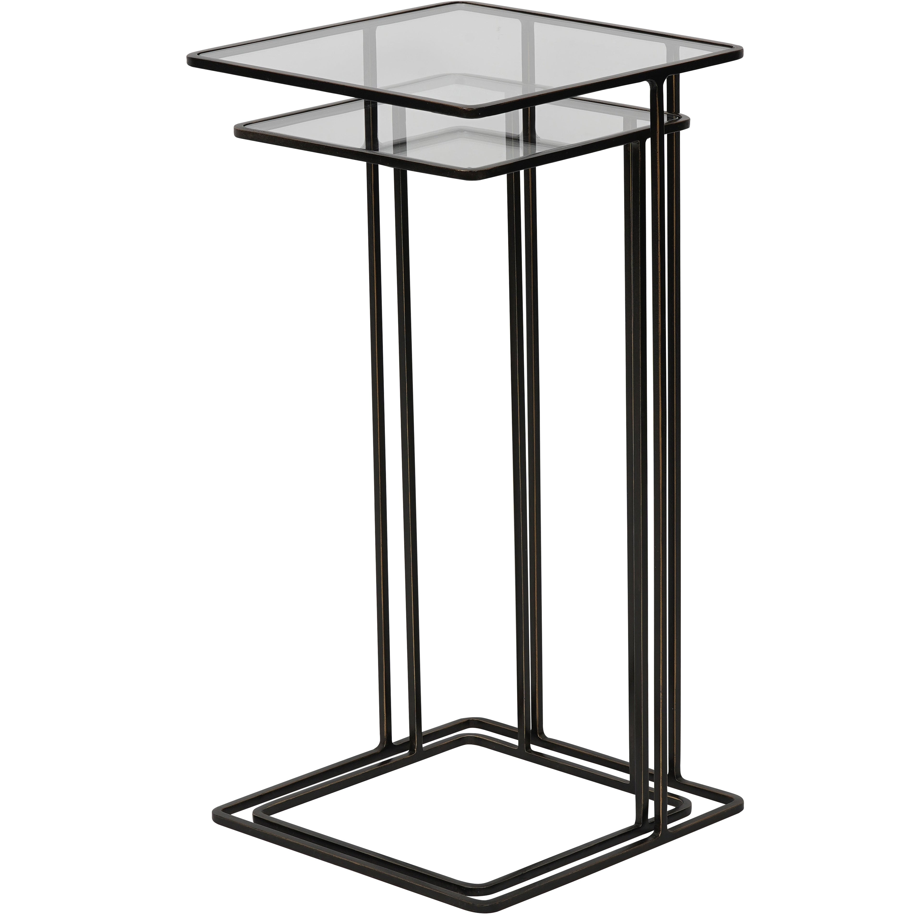 Salzburg Set of 2 Glass and Metal Side Tables