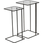 Salzburg Set of 2 Glass and Metal Side Tables