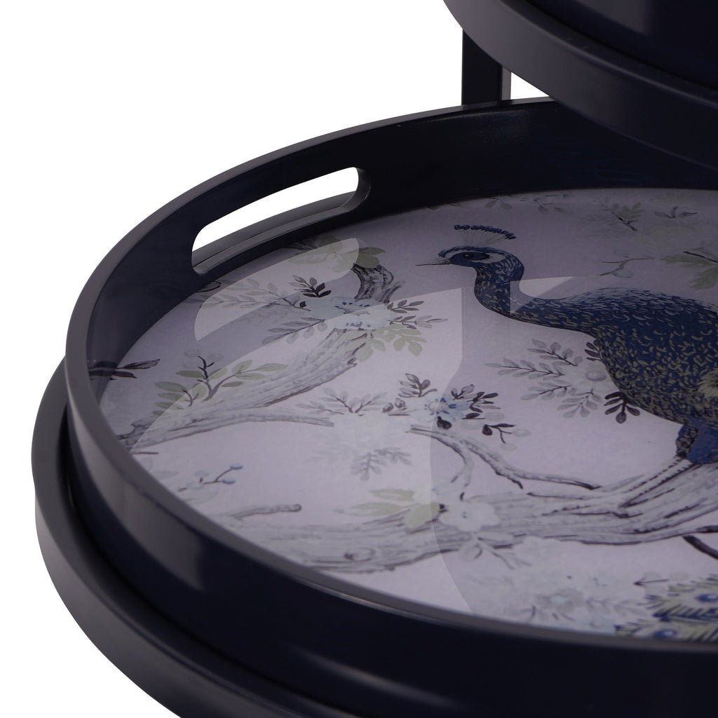 Laura Ashley Belvedere Peacock Set Of 2 Side Tray Tables