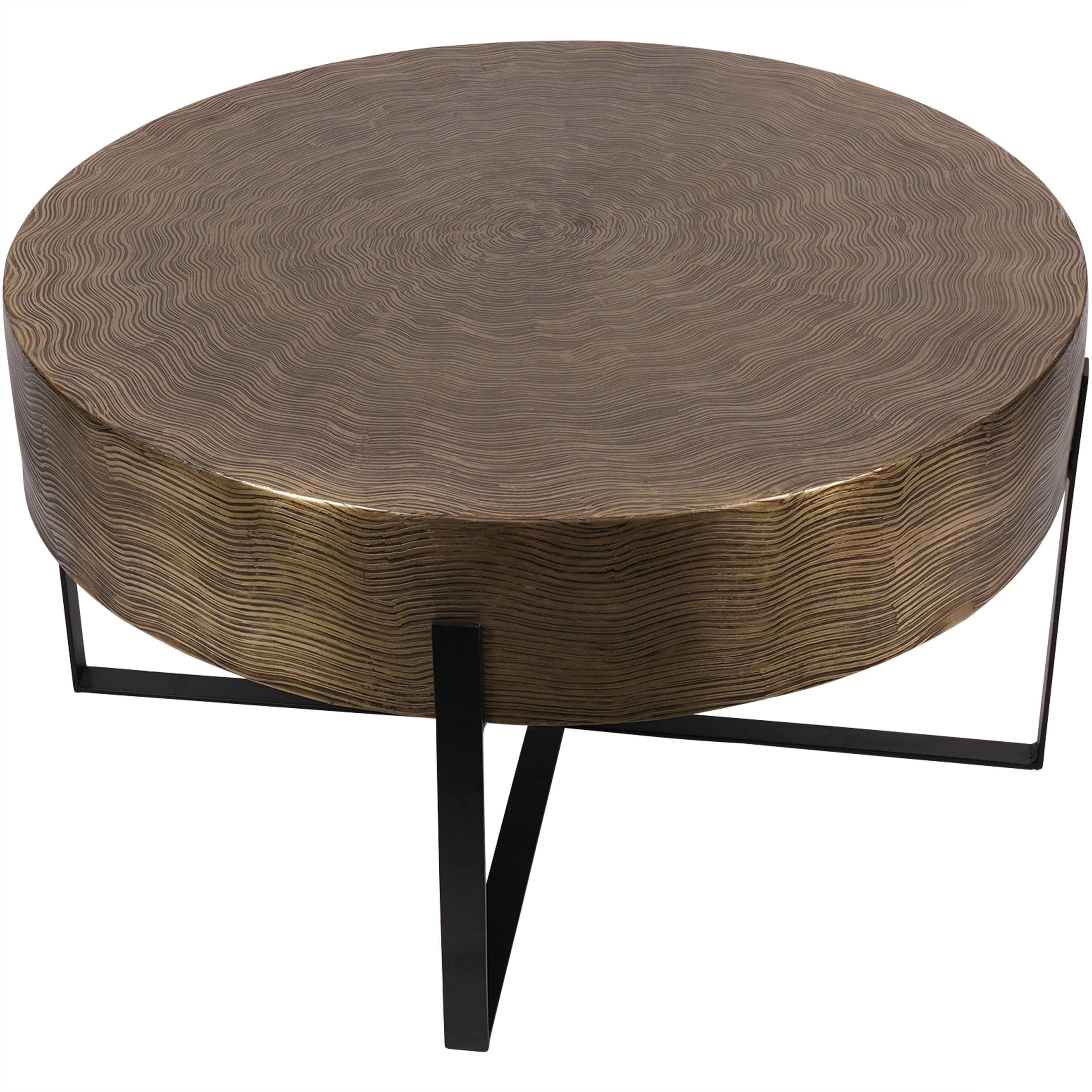 Santa Cruz Etched Brass Finish Coffee Table 82cm