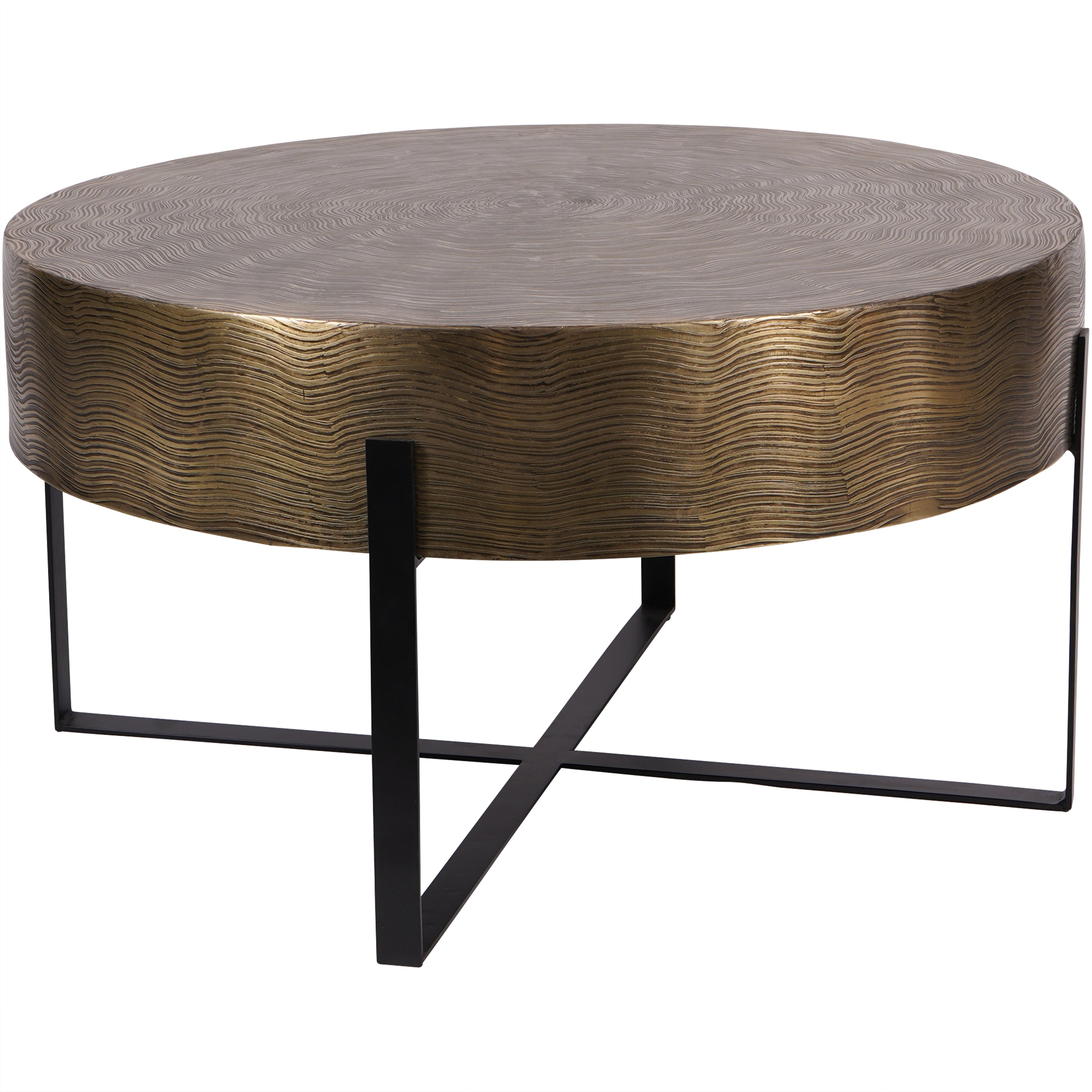Santa Cruz Etched Brass Finish Coffee Table 82cm
