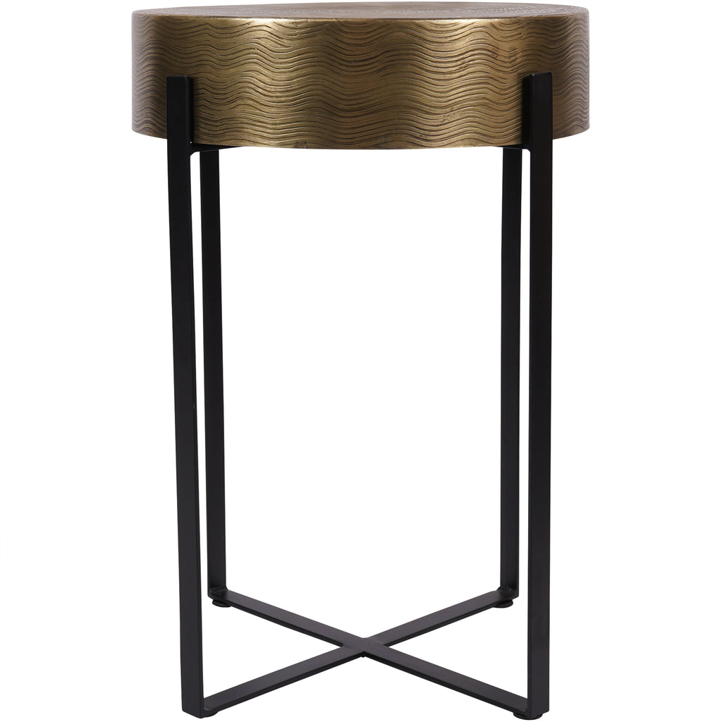 Santa Cruz Etched Brass Finish Side Table