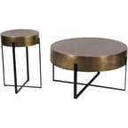 Santa Cruz Etched Brass Finish Side Table