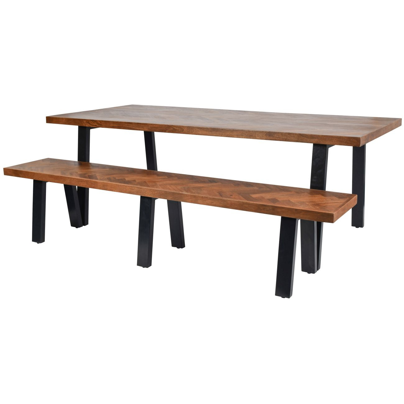 Burnham II Herringbone Wooden Dining Table