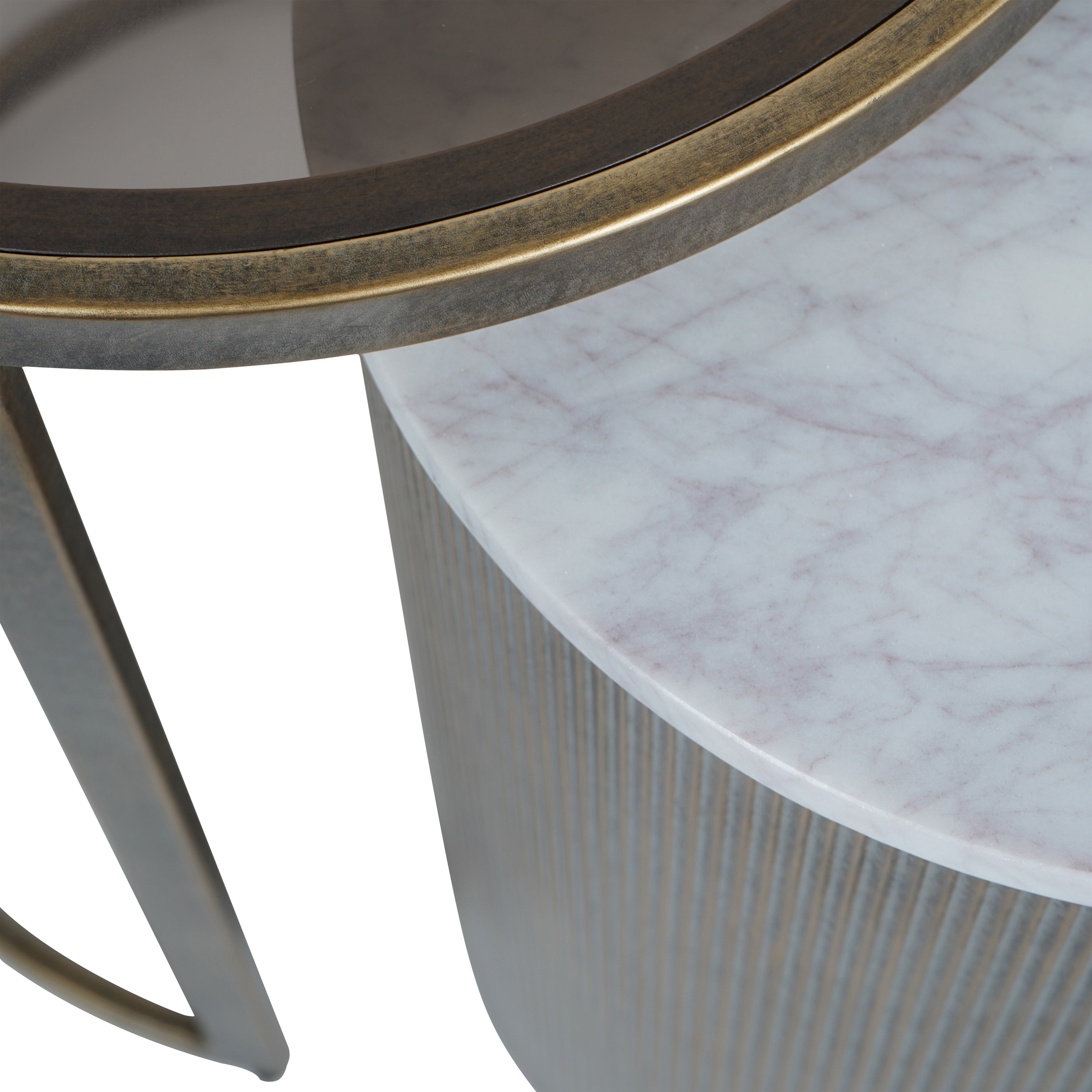 Belvedere Aged Gold Set of 2 Nesting Side Tables