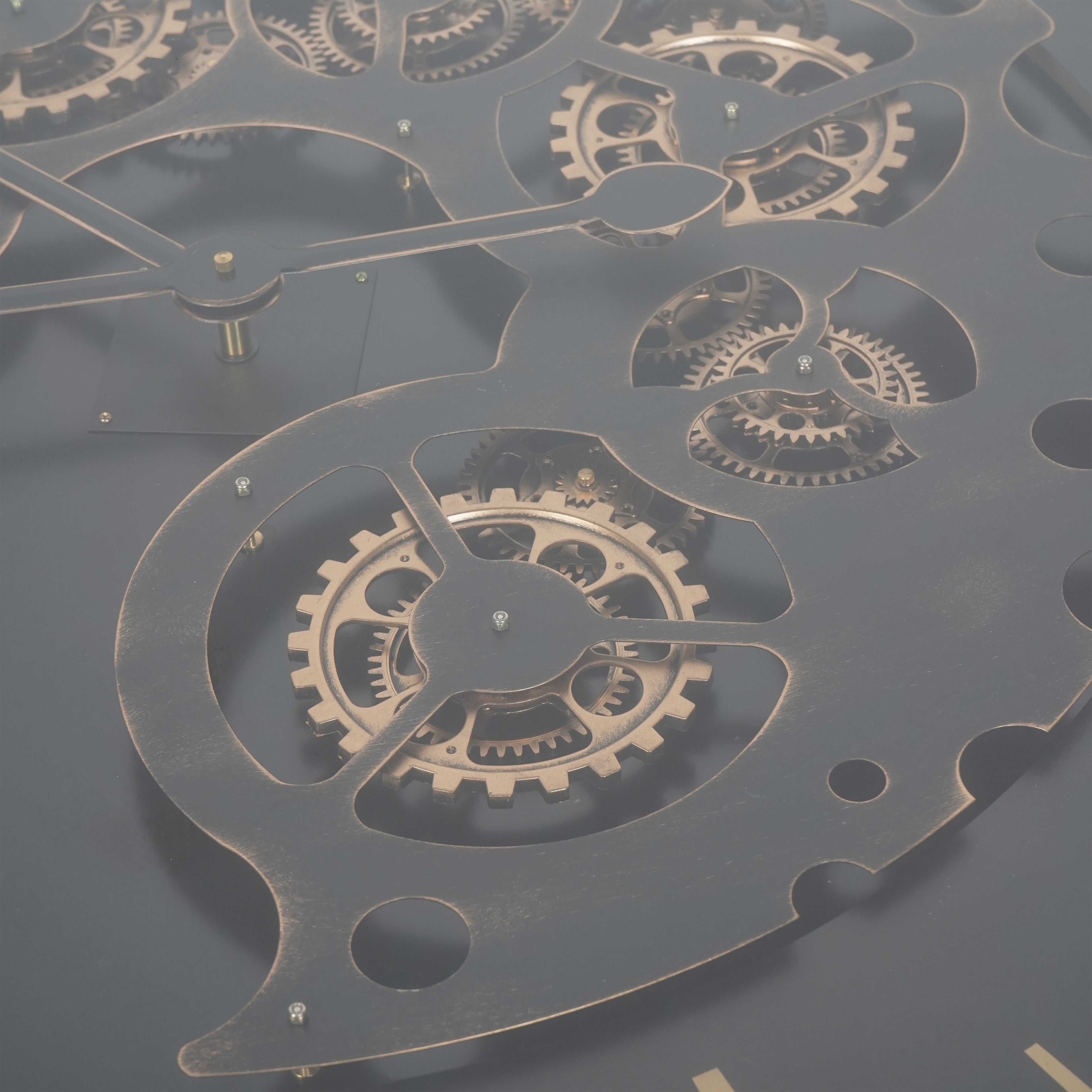 Palladium Coffee Clock Table with Moving Dials Black Gold