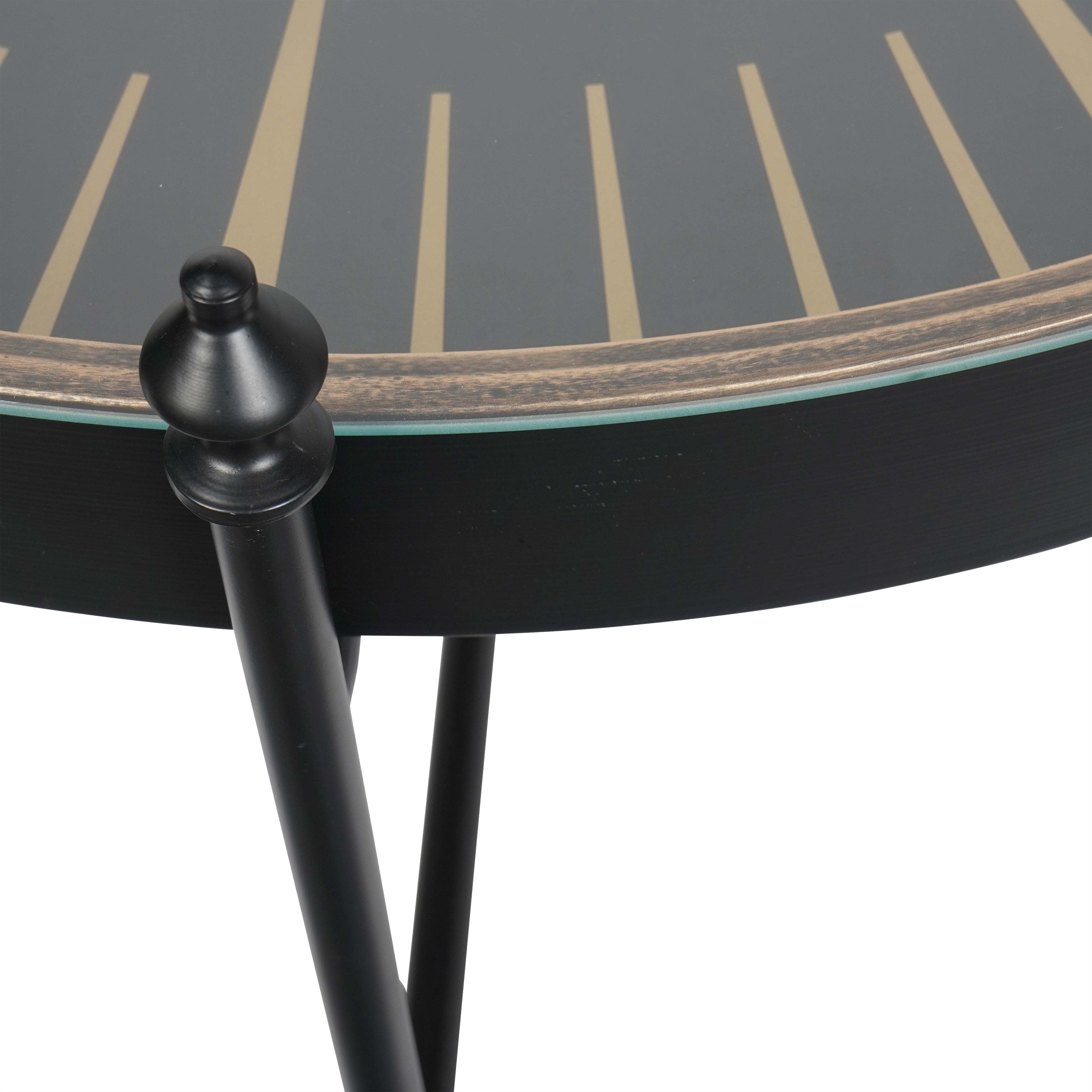 Palladium Coffee Clock Table with Moving Dials Black Gold