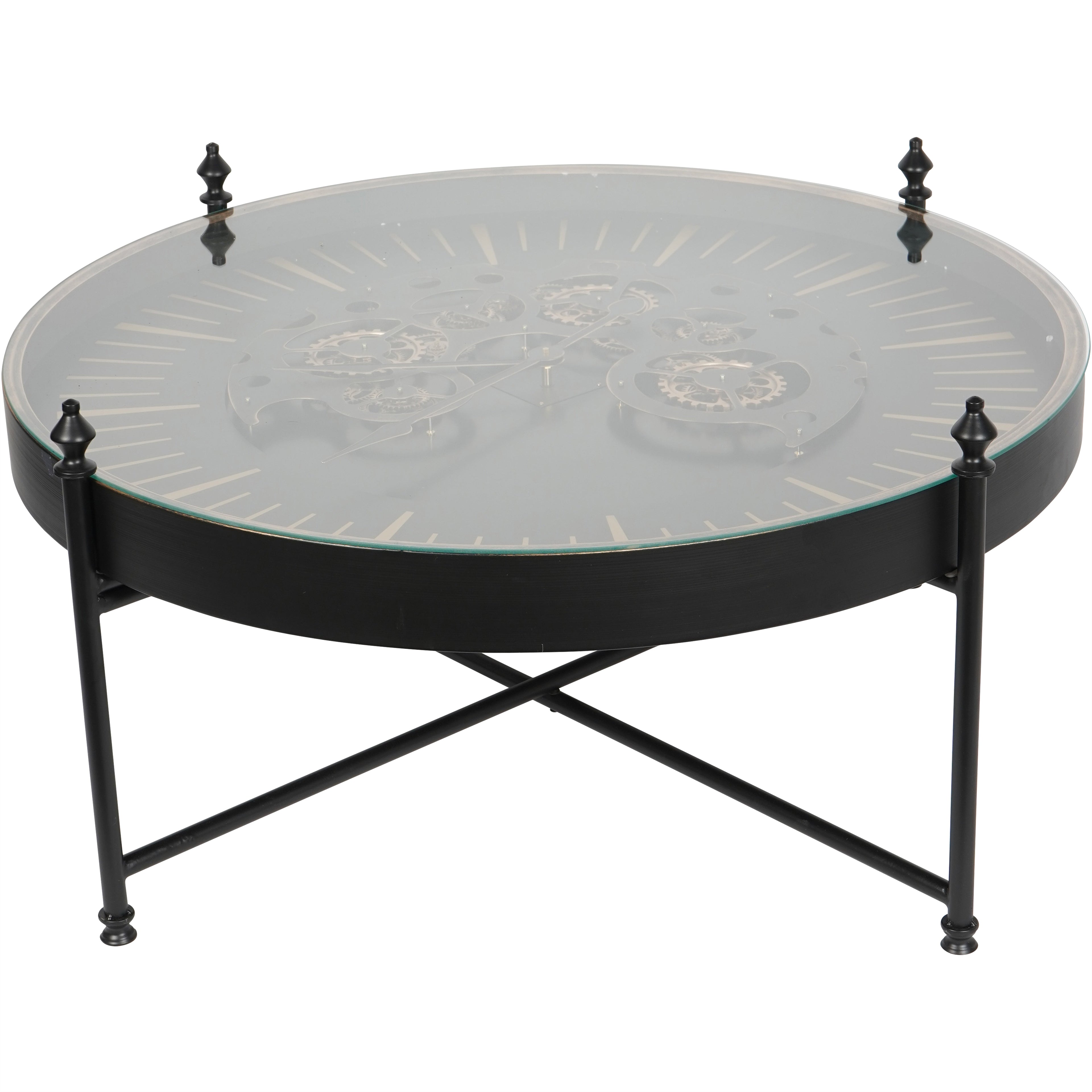 Palladium Coffee Clock Table with Moving Dials Black Gold