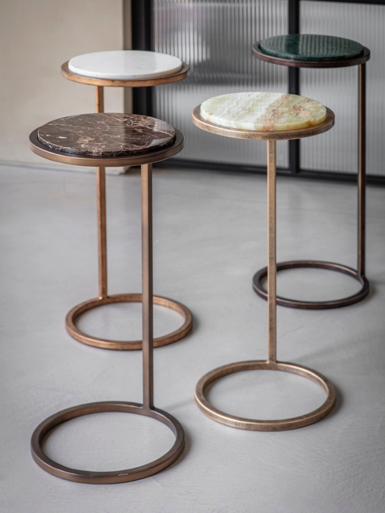 Iota Accent Table Green Panna Marble