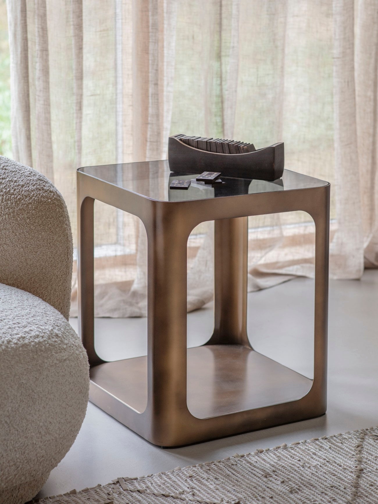 Thorpe Square Metal and Glass Side Table