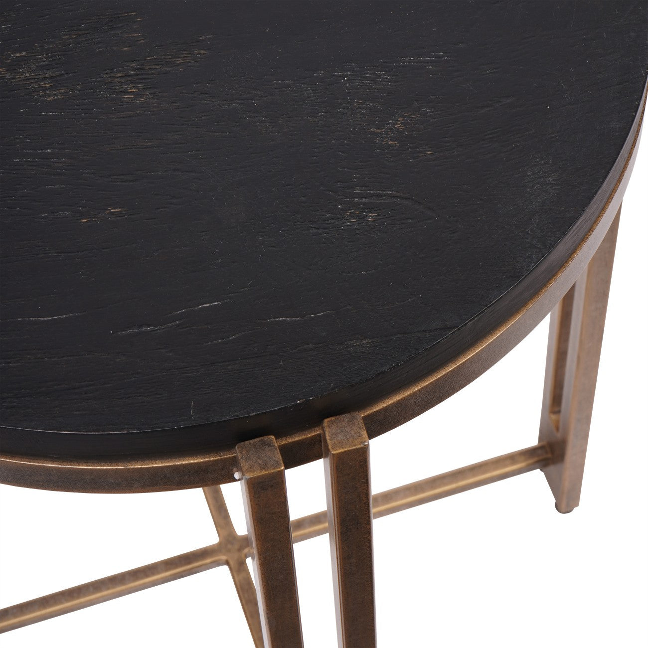 Dalston Black Sandblasted Wood and Champagne Frame Side Table