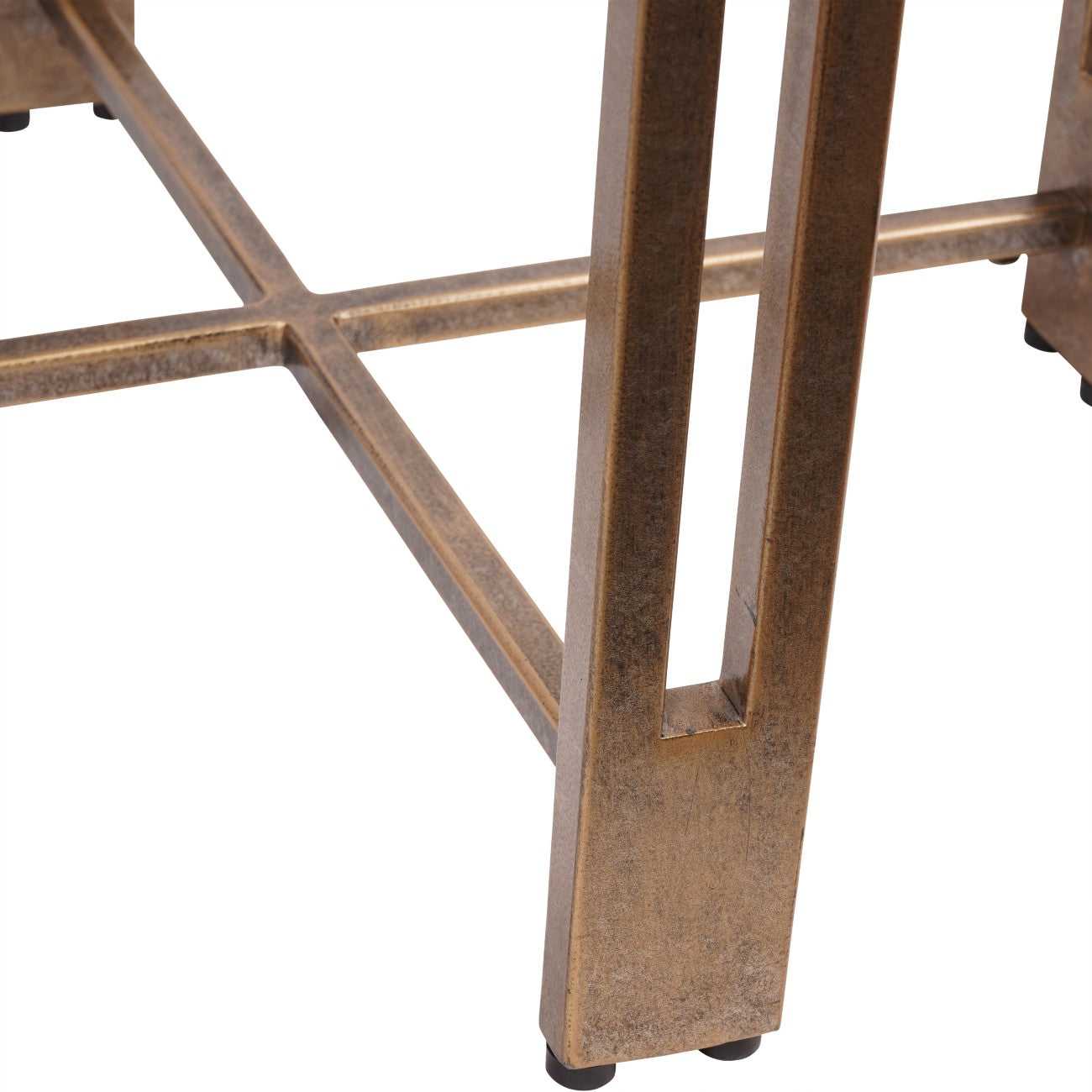 Dalston Black Sandblasted Wood and Champagne Frame Side Table