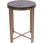 Dalston Black Sandblasted Wood and Champagne Frame Side Table