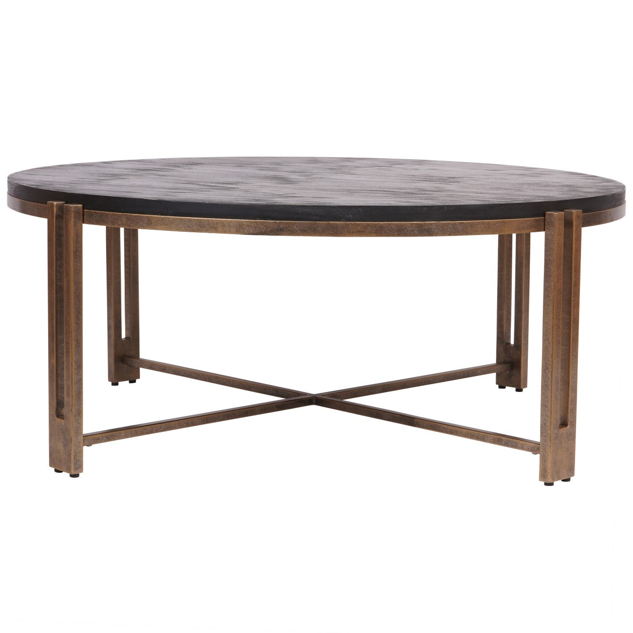 Dalston Black Sandblasted Wood and Champagne Frame Coffee Table