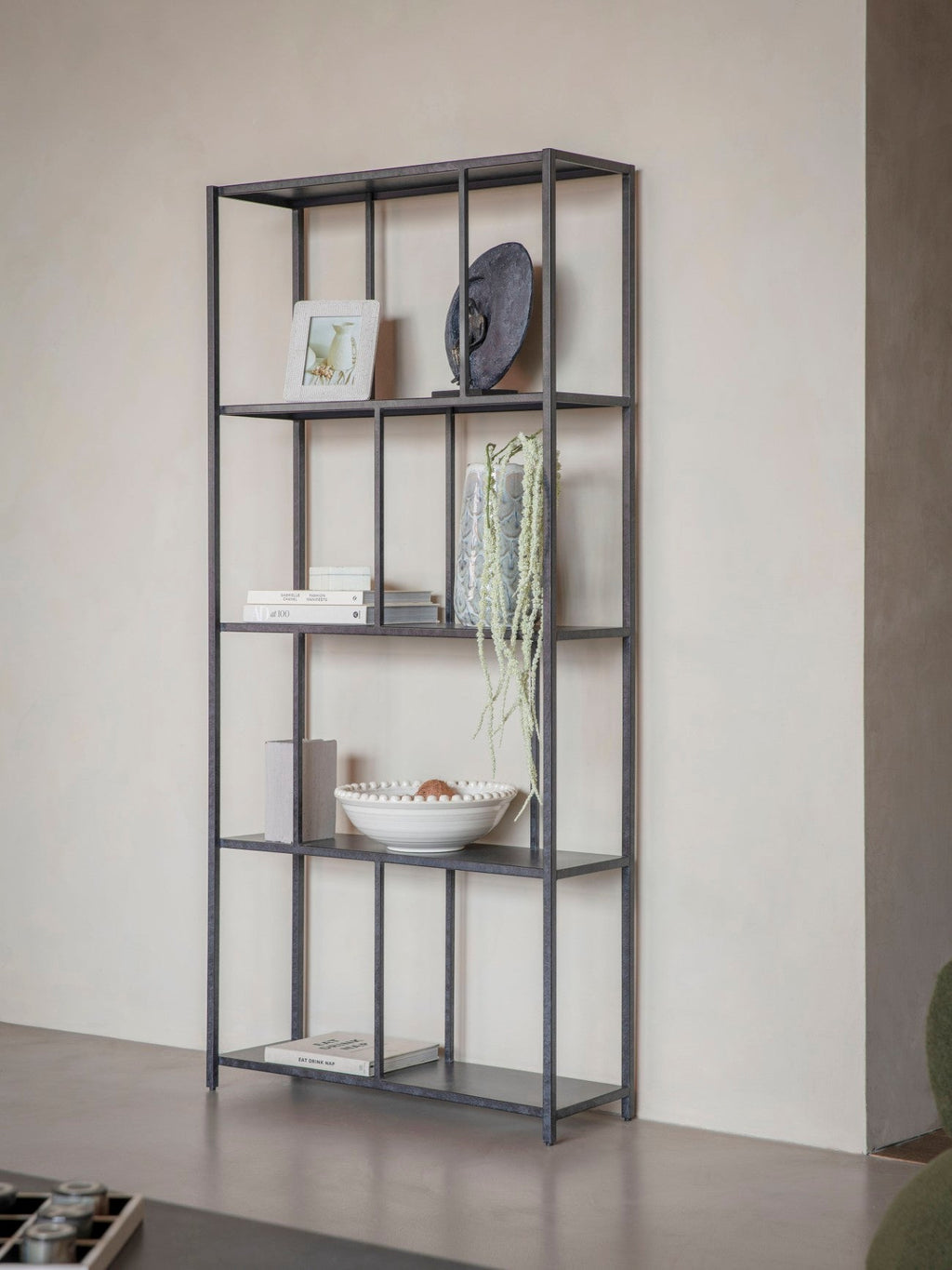 Brooks Tall Metal Shelving Unit Mottled Black
