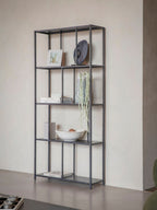 Brooks Tall Metal Shelving Unit Mottled Black