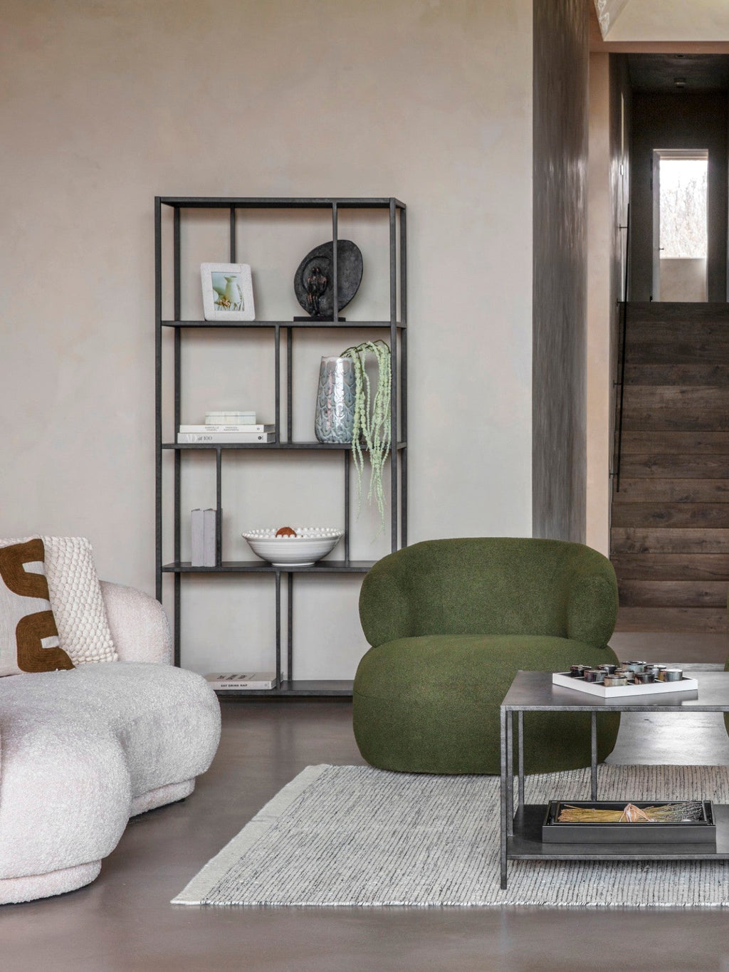 Brooks Tall Metal Shelving Unit Mottled Black