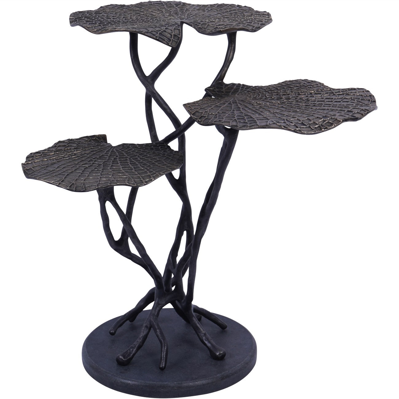 Lily Pad Leaf Trio Side Table in Cast Aluminium