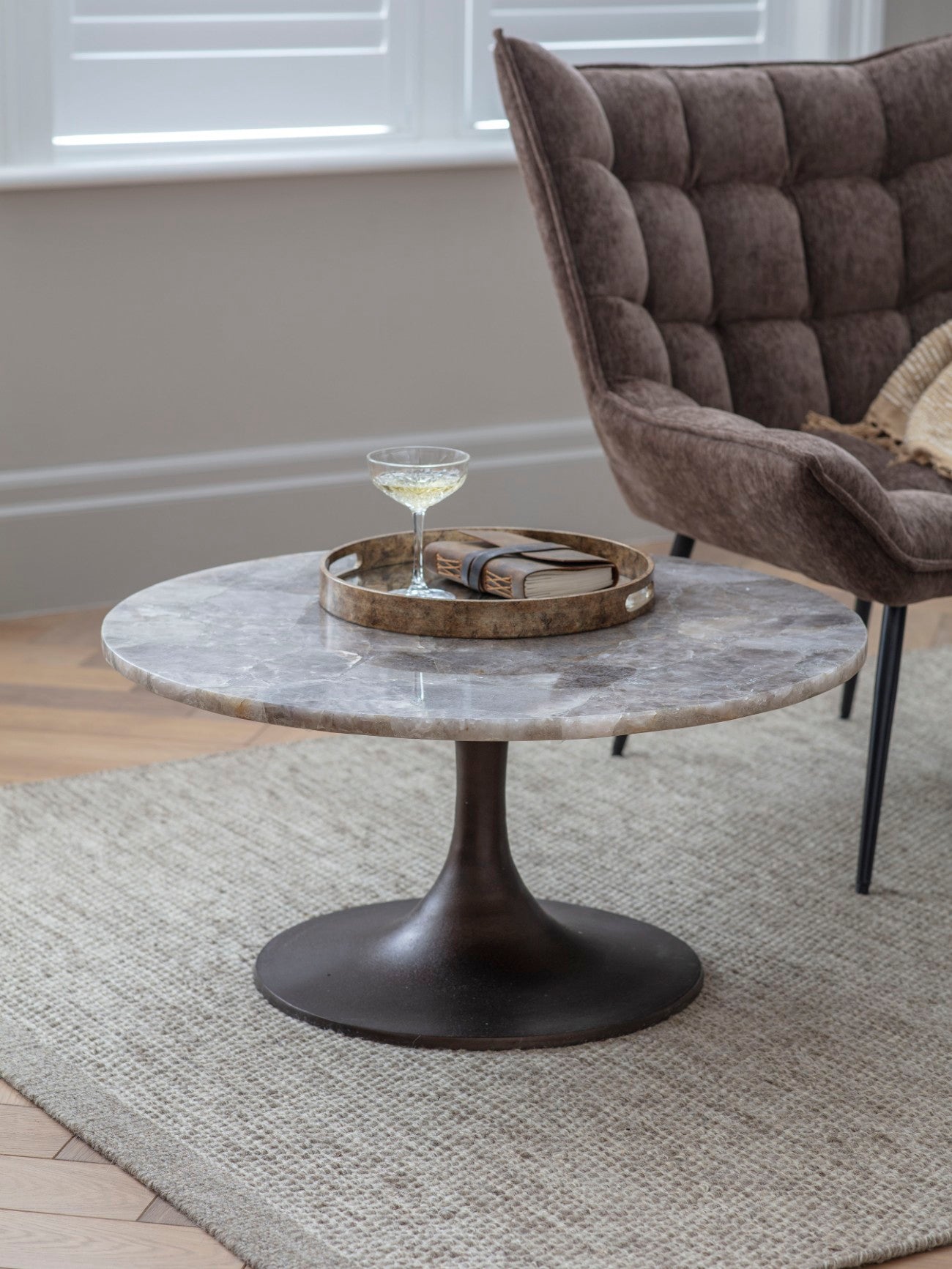 Bosworth Round Smokey Quartz Coffee Table 80cm