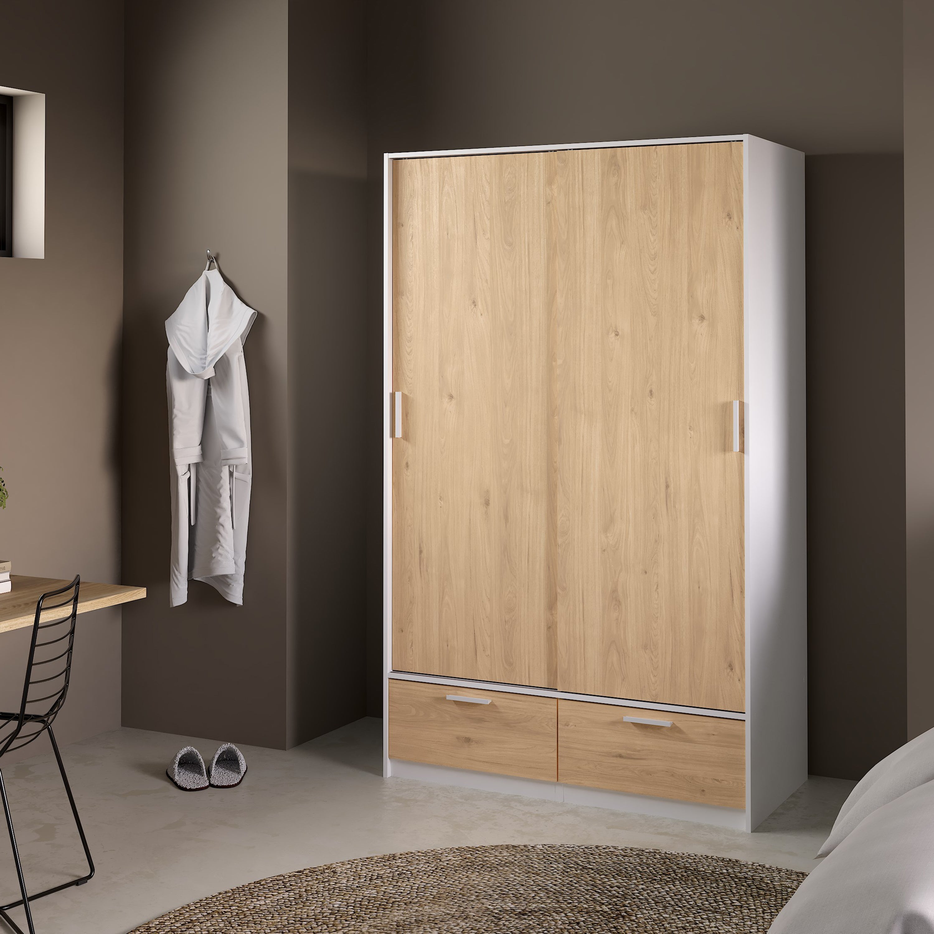 Line Wardrobe with 2 Doors 2 Drawers