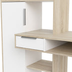 Function Plus Desk Multi Functional Desk with Drawer and 1 Door in White and Oak