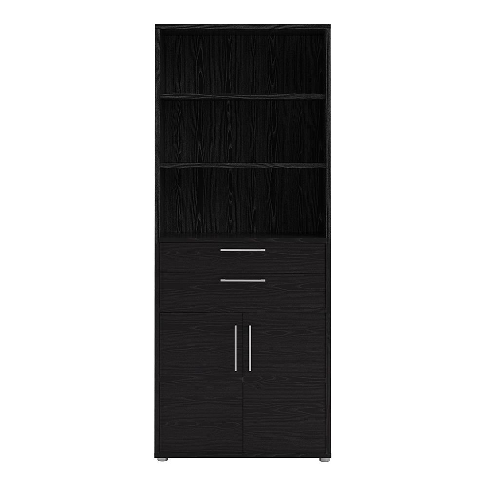 Prima Bookcase 3 Shelves with 2 Drawers 2 Doors