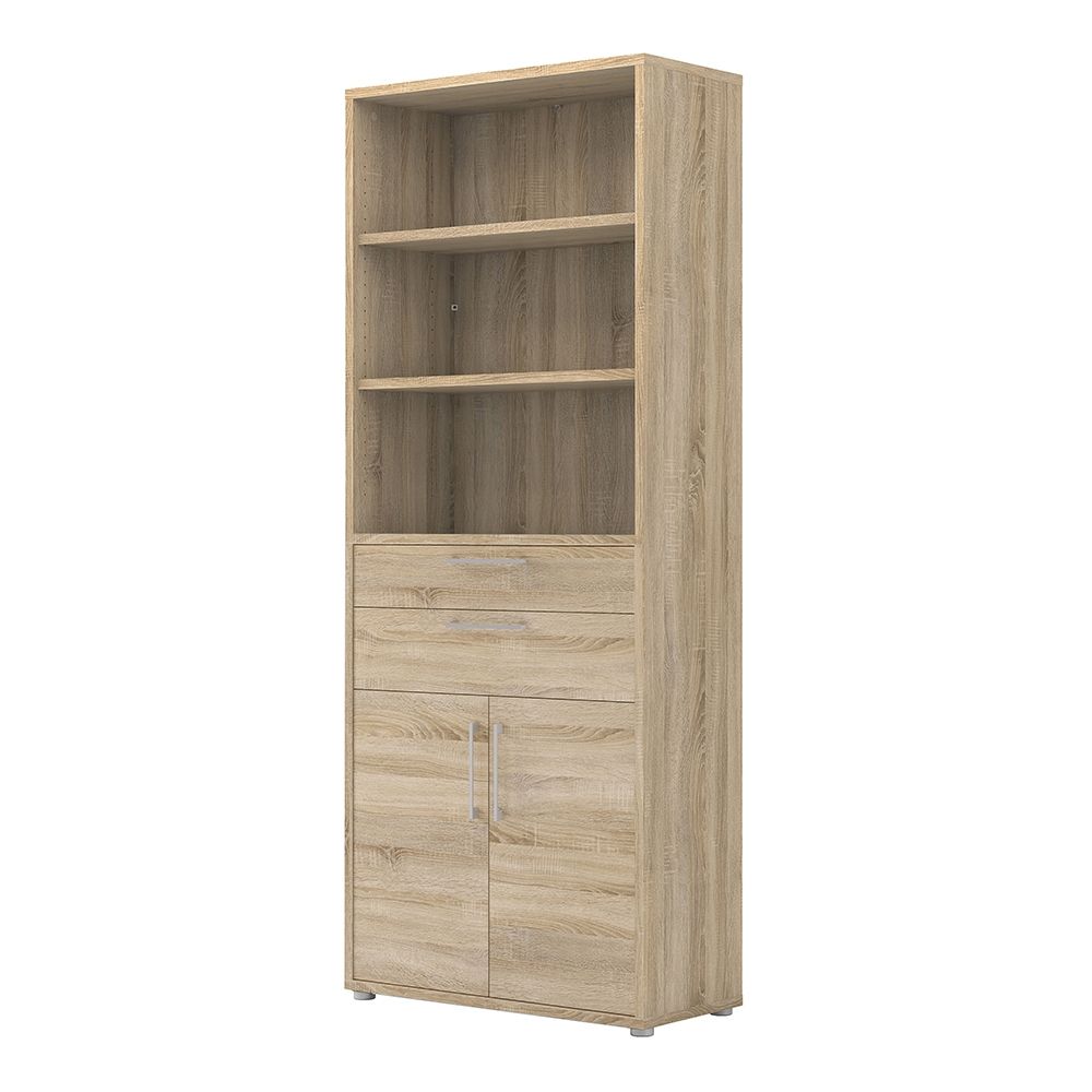 Prima Bookcase 3 Shelves with 2 Drawers 2 Doors