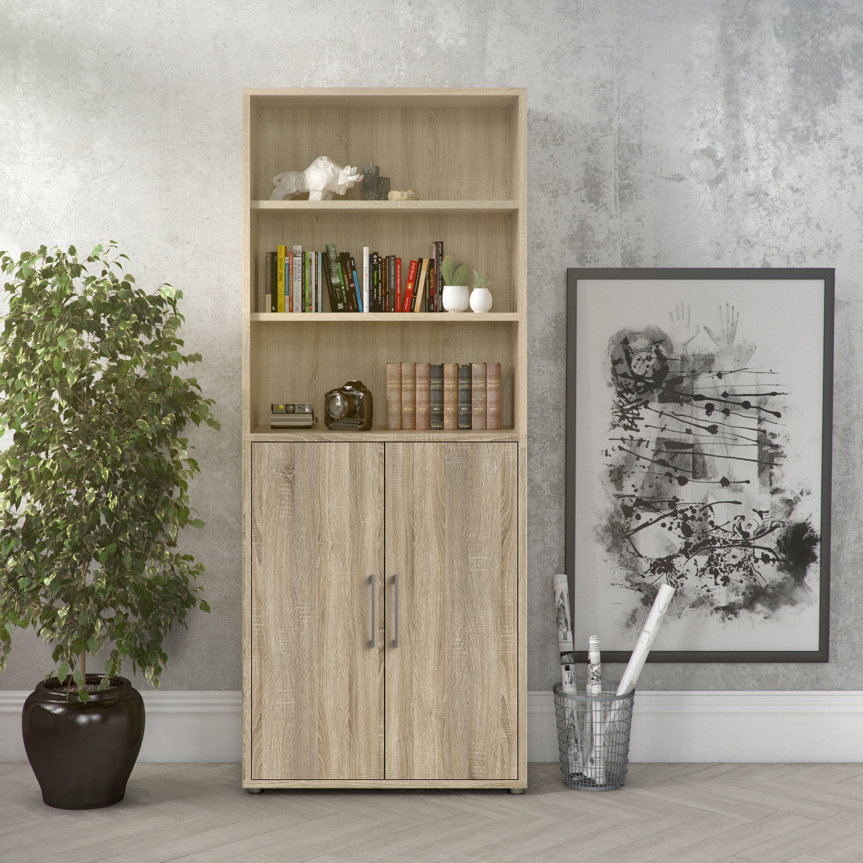 Prima Bookcase 4 Shelves with 2 Doors