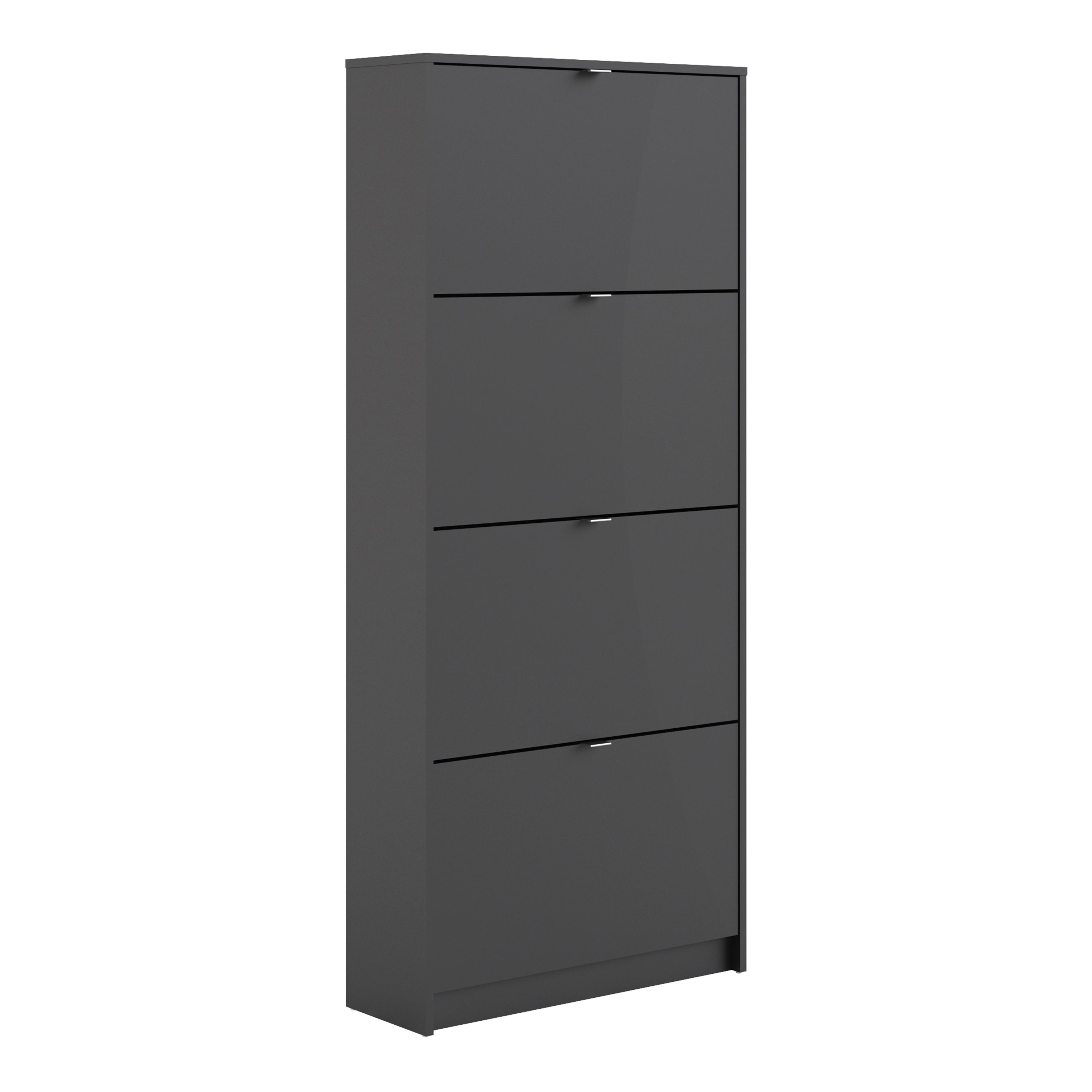 Shoes Shoe Cabinet 4 Flip Down Doors and 1 layer in Matt Black