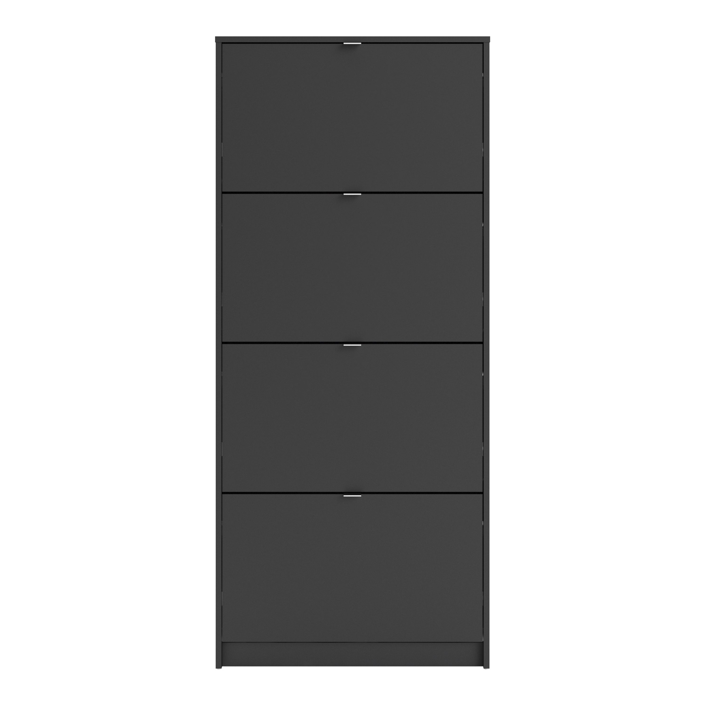 Shoes Shoe Cabinet 4 Flip Down Doors and 1 layer in Matt Black