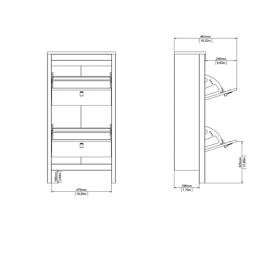Barcelona Shoe Cabinet 2 Flip Down Doors