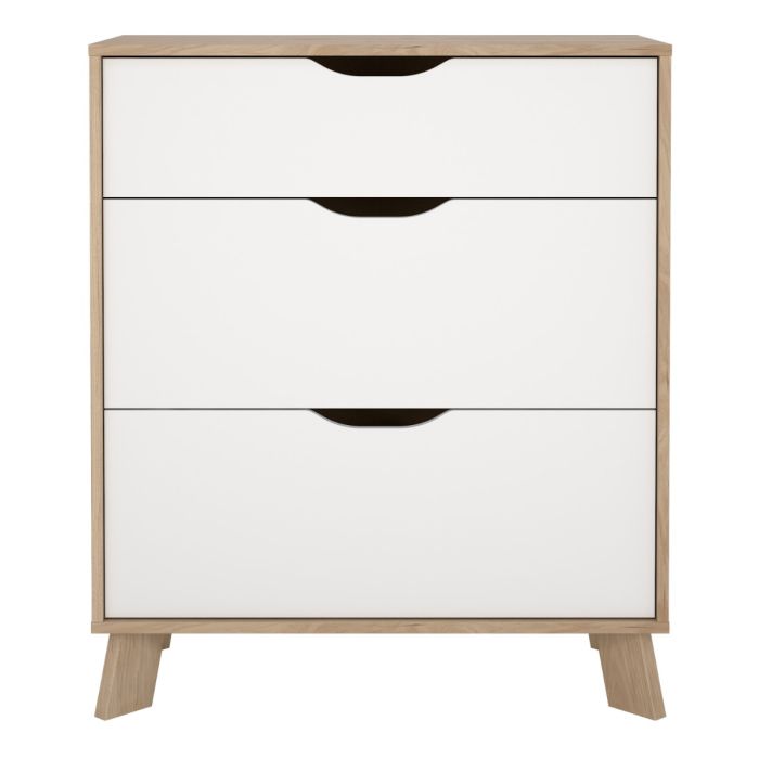 Ikast Chest 3 Drawers in Jackson Hickory and White