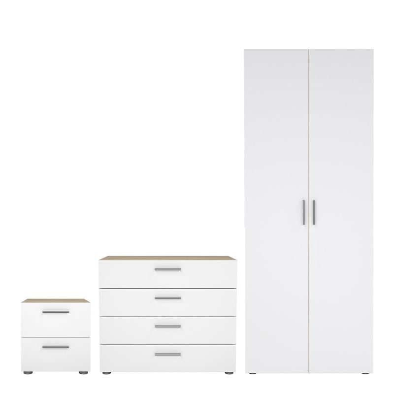 Pepe Package - Bedside 2 Drawers + Chest of 4 Drawers + Wardrobe with 2 Doors