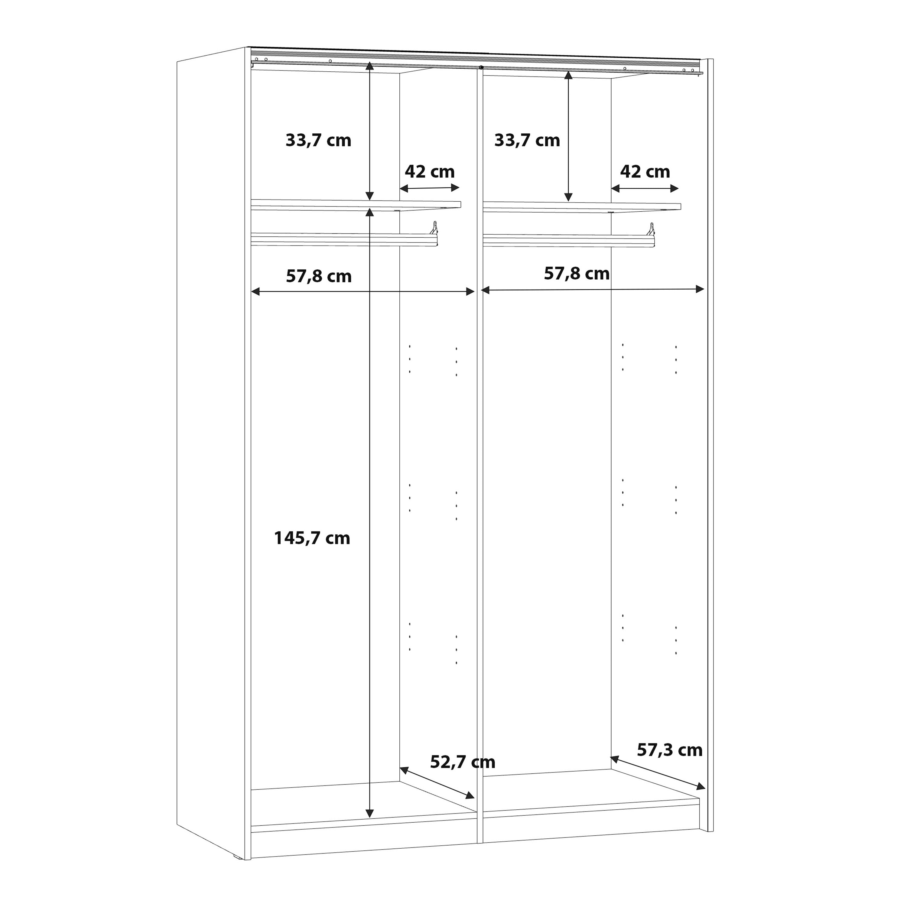 Babetta 2 Door Sliding Wardrobe in Matt White with Mirrored Door