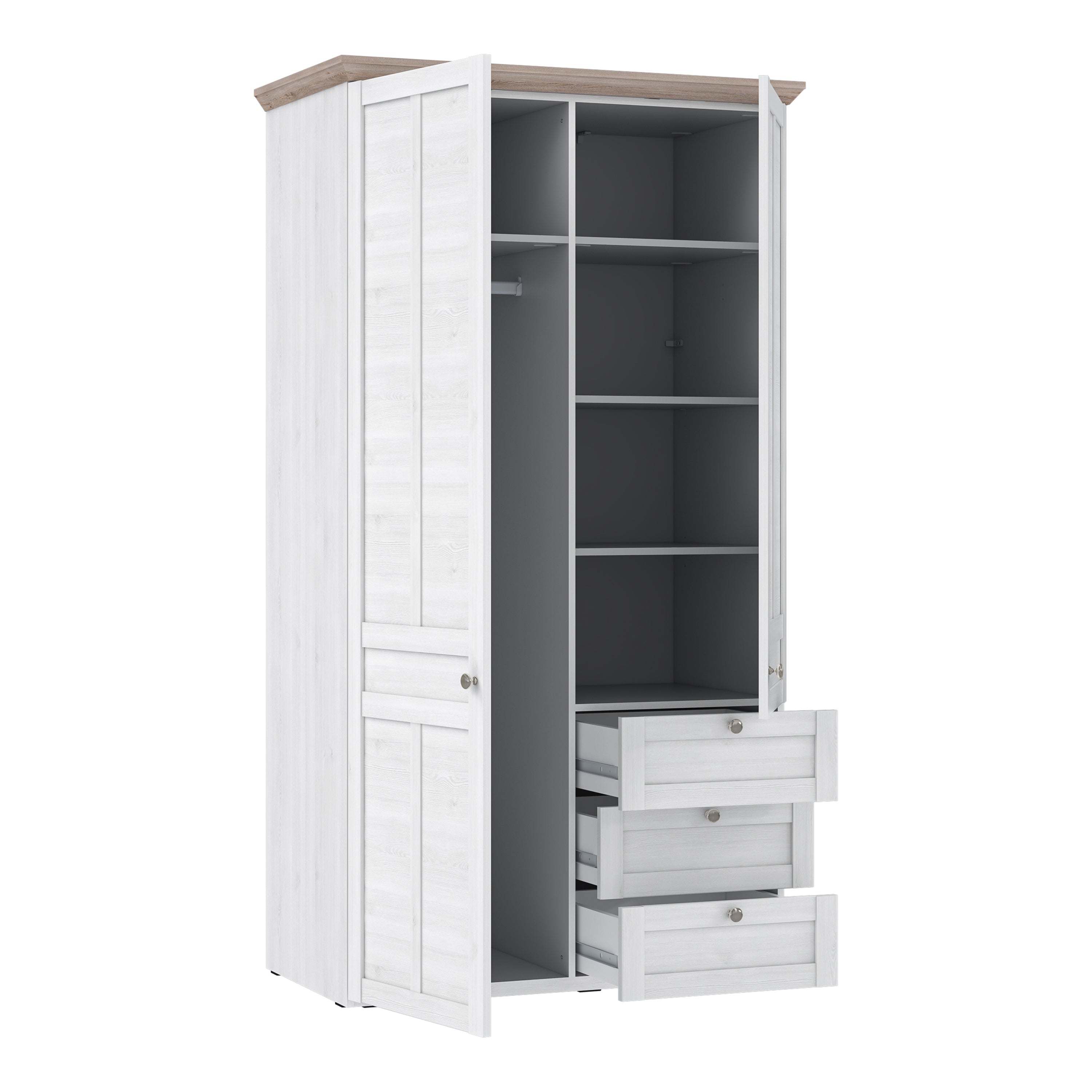 Illoppa Wardrobe in Snowy Oak/Oak Nelson