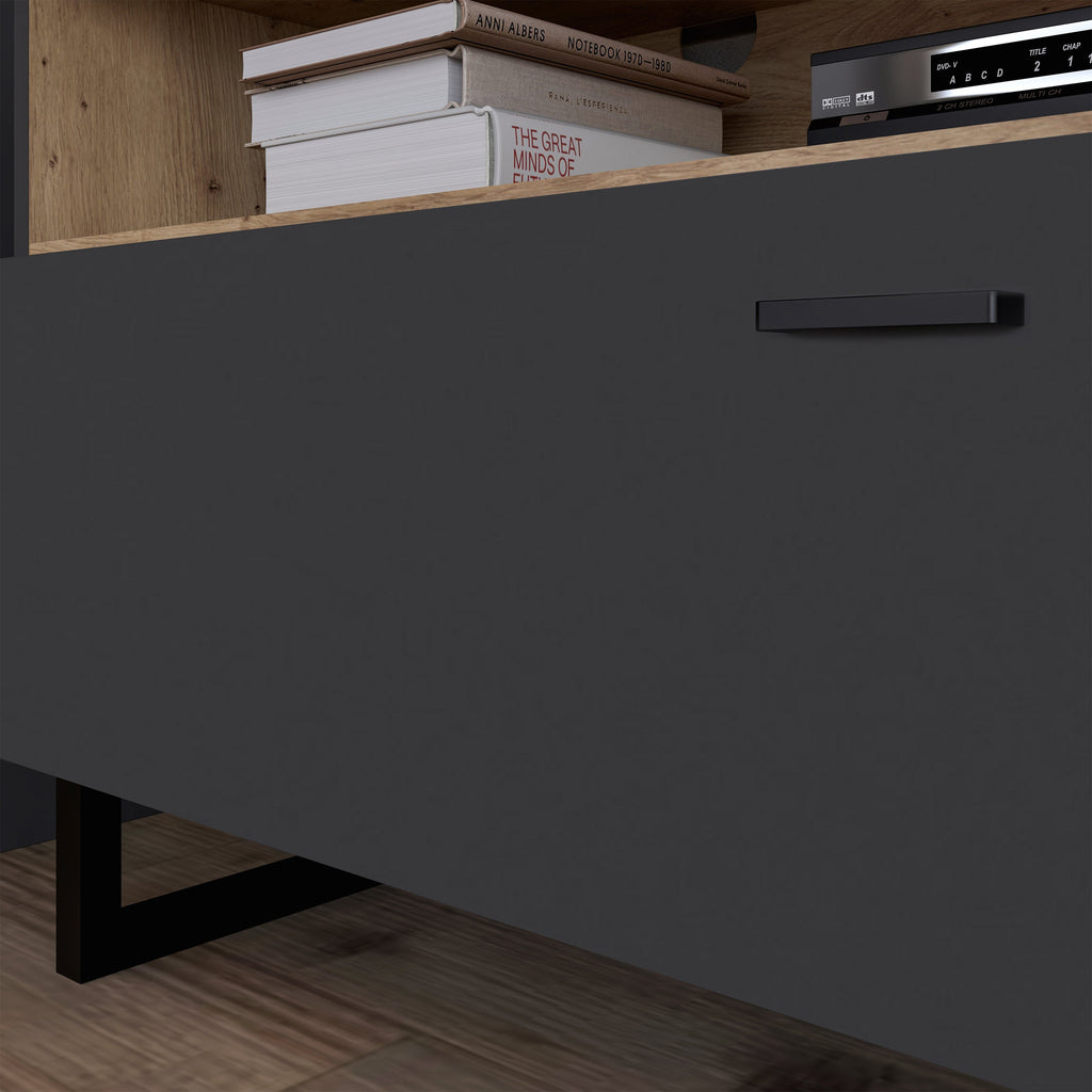 Klara TV Unit with 1 Drawer 1 Flip Door in Grey and Oak