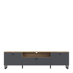 Klara TV Unit with 2 Drawers 1 Flip Door in Grey and Oak