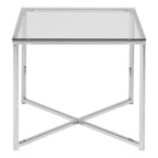 Cross Square Metal Side Table with Glass Top