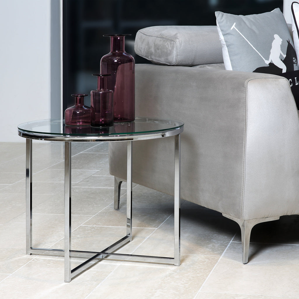 Cross Round Metal Side Table